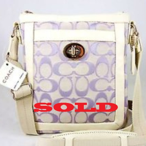 Coach Handbags - Coach Purple Sateen Leather Crossbody Swingpack